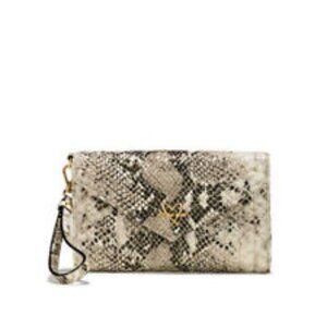 Victorias Secret Bag Valentines Clutch Wristlet  Python Wallet Purse Blk/beige